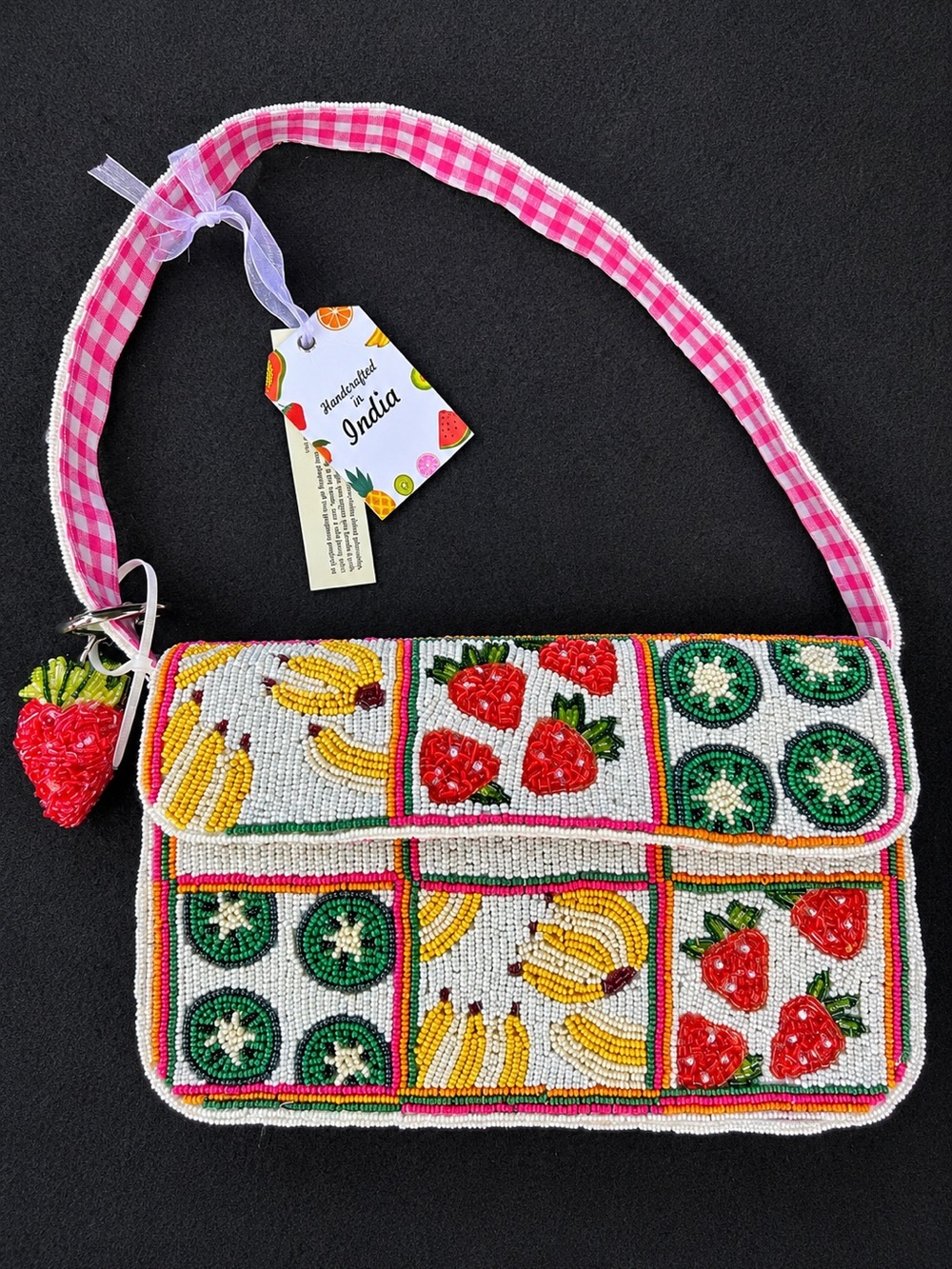 Viral Beaded Fruit Pattern Shoulder Bag- Handmade in India